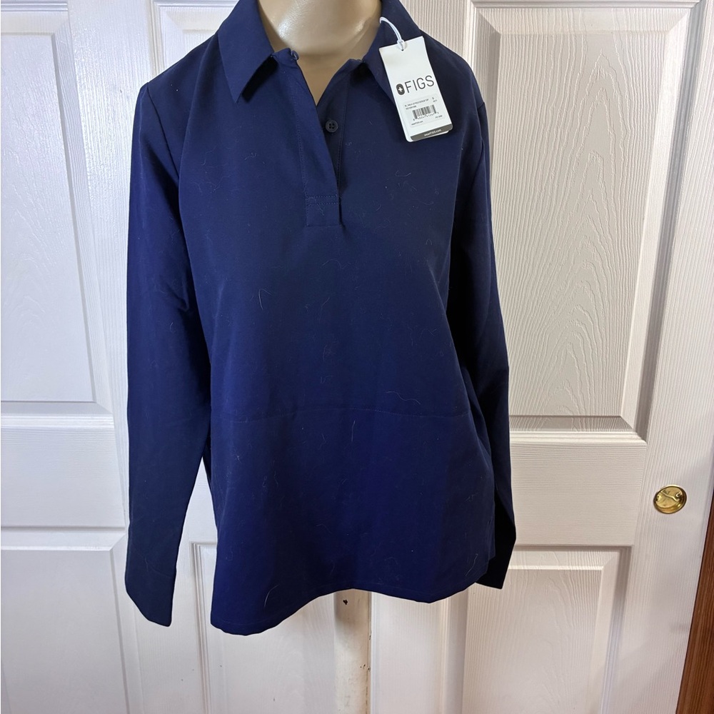 Figs navy blue Nala long sleeve scrub polo